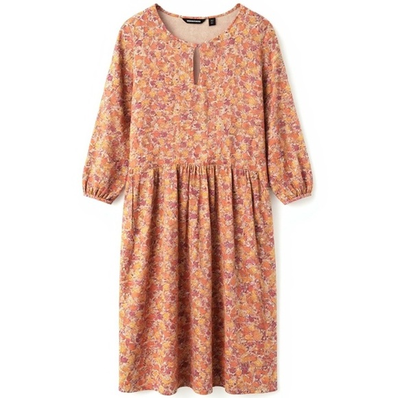 Lands' End Dresses & Skirts - Lands' End Floral Long Sleeve Dress - Orange and Pink